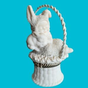 Adorable Snowbunny Basket - "I Love You" Hinged Trinket Box